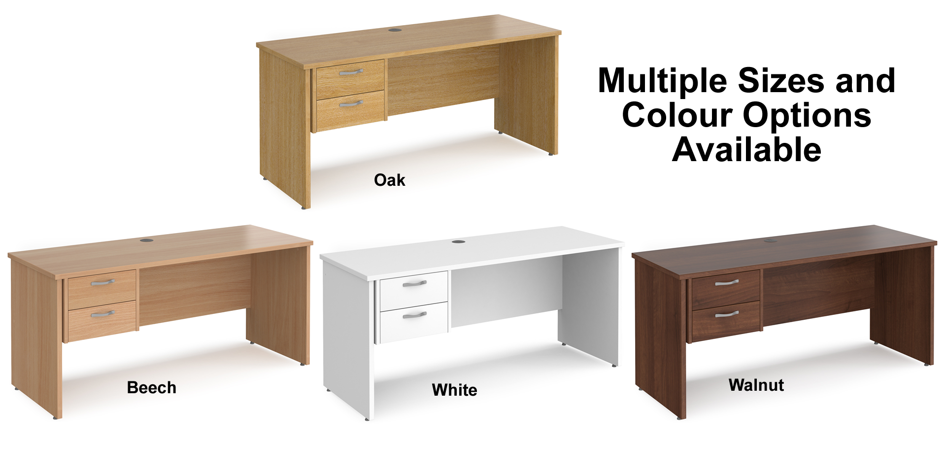 Maestro 600mm Deep Straight Panel Leg Office Desk with Two Drawer